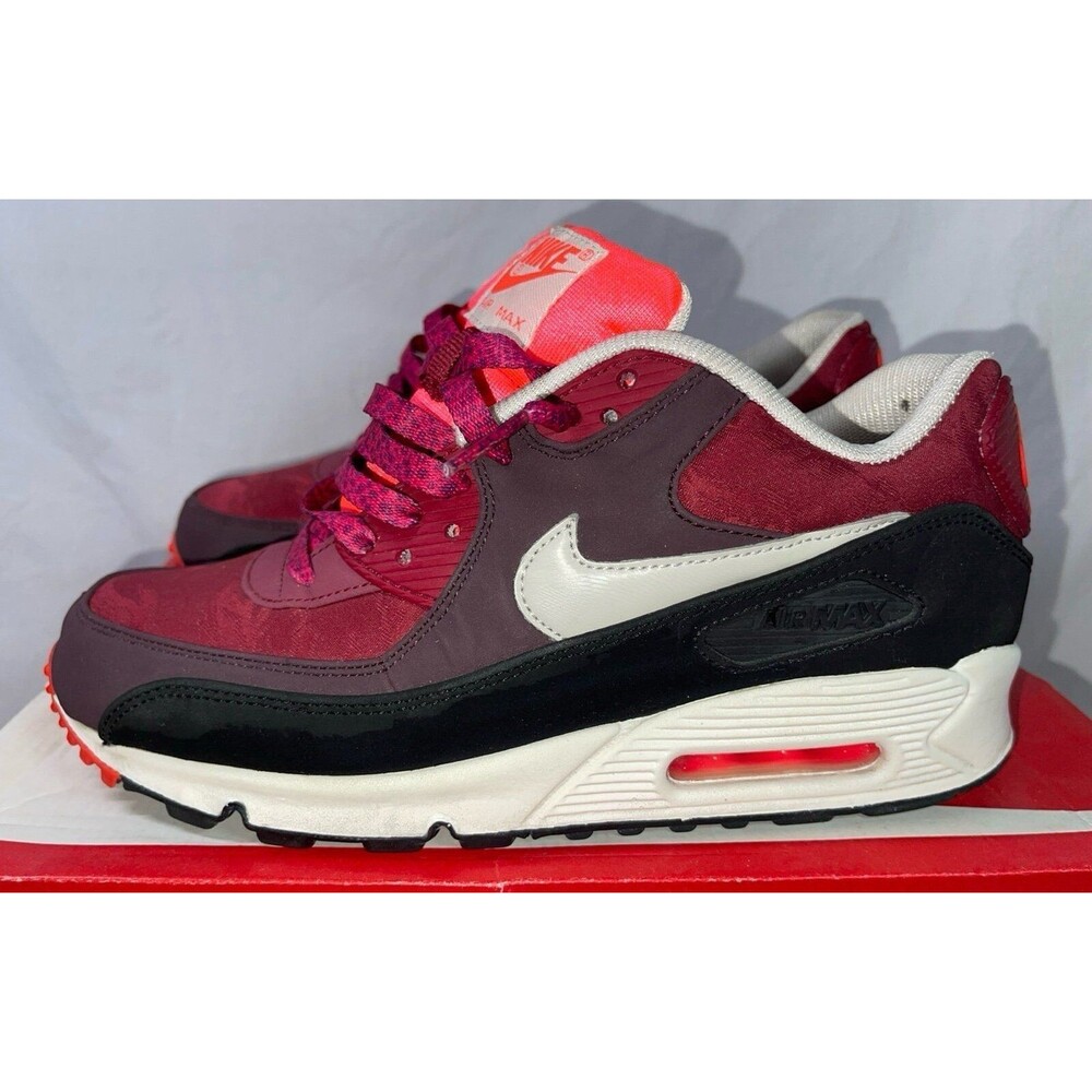 Nike Men's Air Max 90 Premium Team Red Mortar Tiger Stripe Sneakers Size 8
